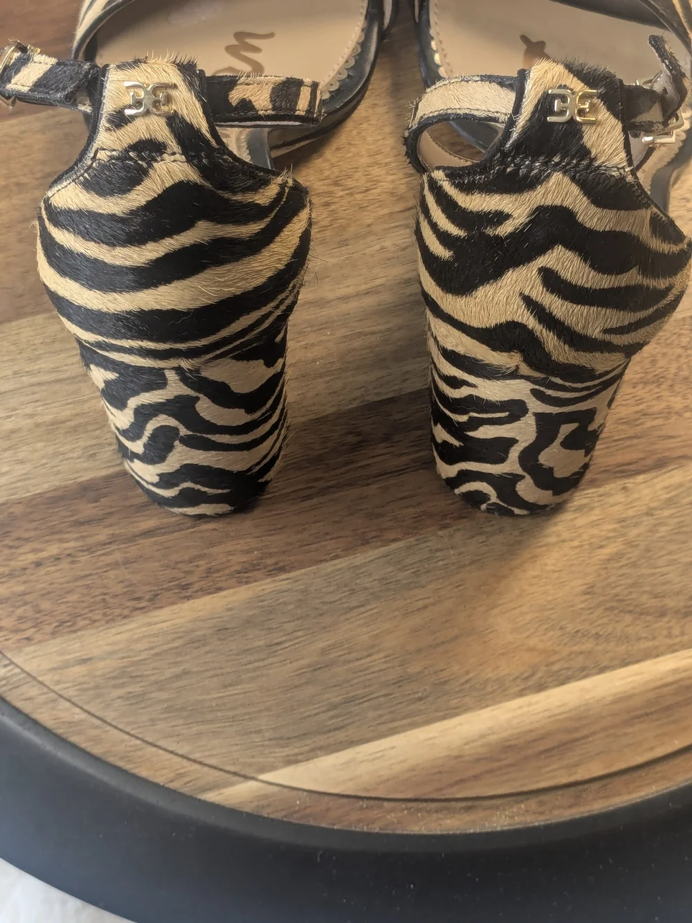 Sam Edelman Zebra Print Calf Hair Ankle Strap Block Heel Sandals Size 9.5 - Picture 9 of 10